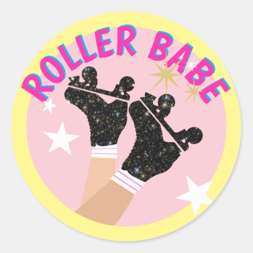 Modern Roller Babe Skater Derby Skating Gift     Classic Round Sticker