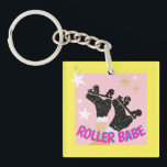 Modern Roller Babe Skater Derby Skating Gift    Keychain<br><div class="desc">Cool modern pastel pink and black celestial space milky way stardust quads. Perfect abstract legs roller skates art for roller derby babe, woman, girl. Lovable roller skates pattern design on home decor, mugs, wrapping paper, etc. Roller skates art illustration design gift for daughter, granddaughter, derby girl, roller babe. Rollerskating, quad...</div>