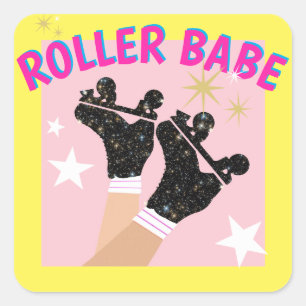 Modern Roller Babe Skater Derby Skating Gift Square Sticker