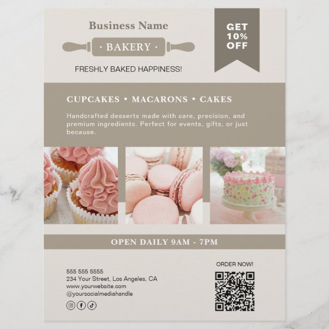 Modern Rolling Pin Bakery Business Flyer (Front)