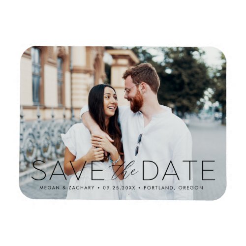 Modern Romance Black Overlay Save the Date Photo Magnet