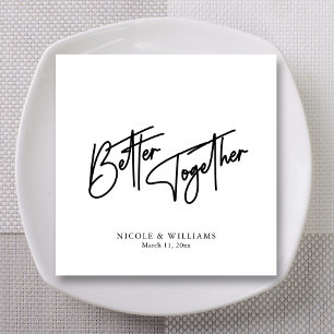Modern Romance: Black Script Wedding Napkins