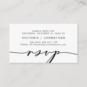 Modern Romance, Black Script, Wedding RSVP Enclosure Card