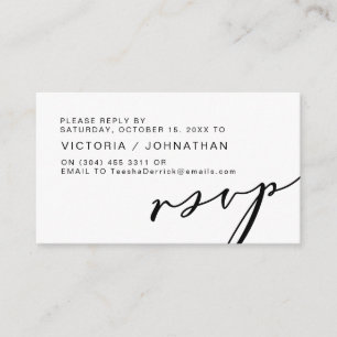 Modern Romance, Black Script, Wedding RSVP Enclosure Card