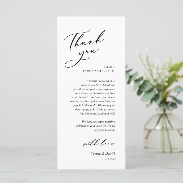 Modern Romance Dinner Place Setting Thank You Card (Standing Front)