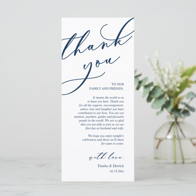 Modern Romance Dinner Place Setting Thank You Card (Standing Front)