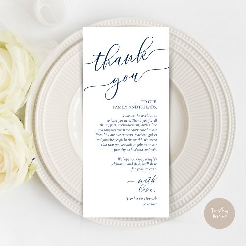 Modern Romance Dinner Place Setting Thank You Card