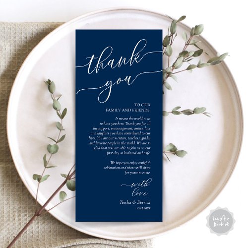 Modern Romance Dinner Place Setting Thank You Card