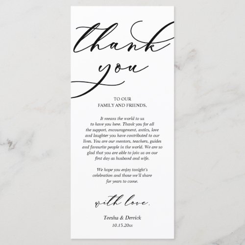 Modern Romance Dinner Place Setting Thank You Card