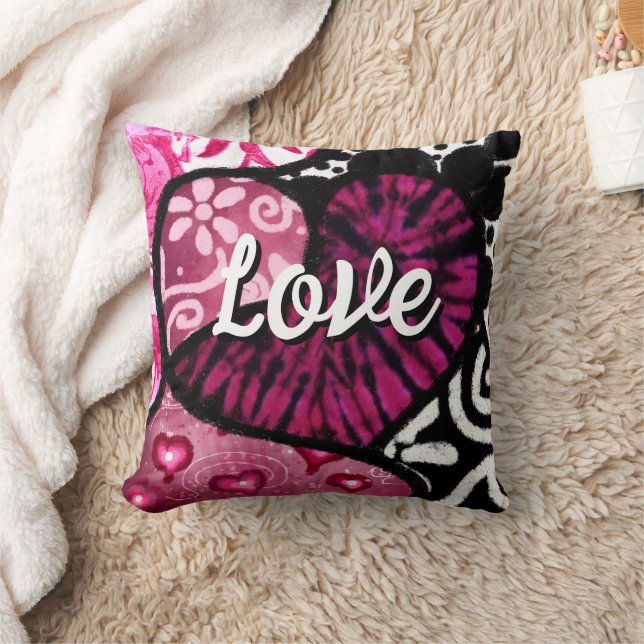 Modern Romance Pink Pop Graphic Contrast Love Throw Pillow (Blanket)