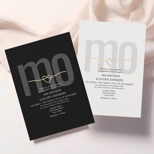 Modern Romantic Black and White Wedding Invitation