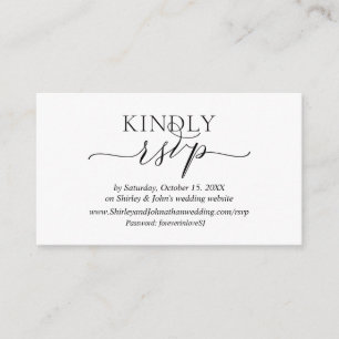 Modern Romantic, Black Script, Online website RSVP Enclosure Card