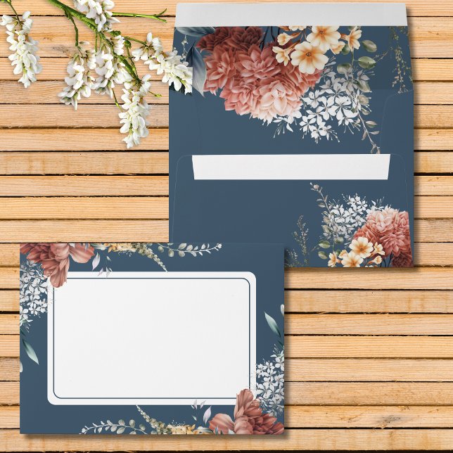 Modern Romantic Blue Garden Floral Wedding Envelope (Modern Romantic Blue Garden Floral Wedding Invitation Envelope)
