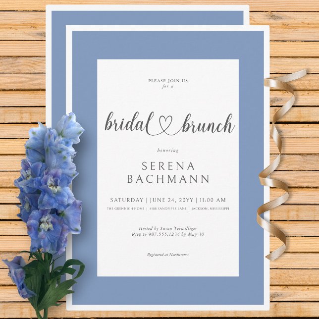 Modern Romantic Blue & White Bridal Brunch Invitation (Modern Romantic Blue & White Bridal Brunch Invitation)