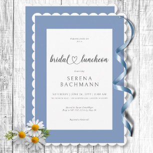 Modern Romantic Blue & White Bridal Luncheon Invitation