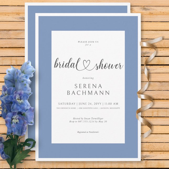 Modern Romantic Blue & White Bridal Shower Invitation (Modern Romantic Blue & White Bridal Shower Invitation)