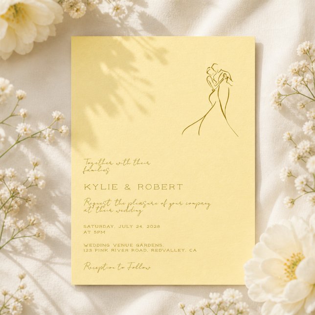 Modern Romantic Butter Yellow Wedding Invitation (Creator Uploaded)