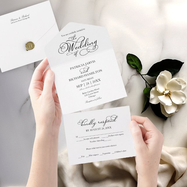 Modern Romantic Calligraphy Wedding All In One Invitation (Creator Uploaded)