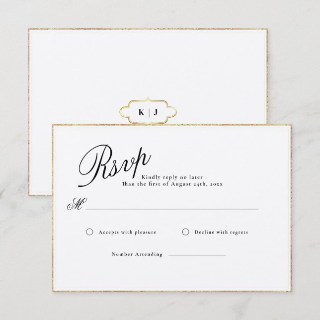  MODERN & ROMANTIC CALLIGRAPHY WEDDING RSVP CARD (Front/Back)