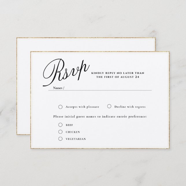  MODERN & ROMANTIC CALLIGRAPHY WEDDING RSVP CARD (Front/Back)