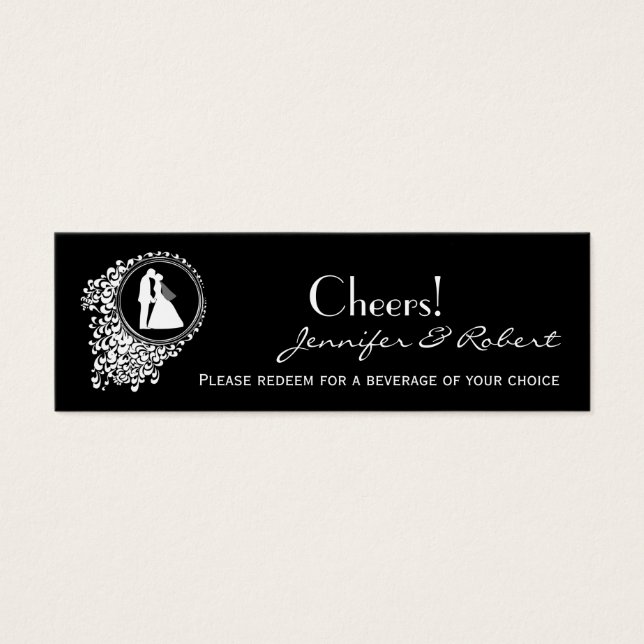 modern Romantic Couple Wedding Drink Tickets (Front)
