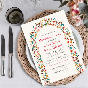 Modern Romantic Elegant Floral Rehearsal Dinner Invitation