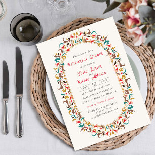 Modern Romantic Elegant Floral Rehearsal Dinner Invitation