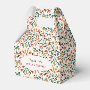 Modern Romantic Elegant Floral Wreath Wedding Favor Boxes