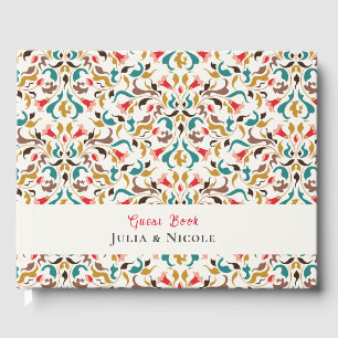 Modern Romantic Elegant Floral Wreath Wedding Guest Book