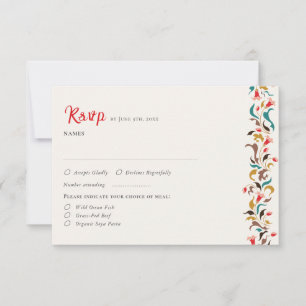 Modern Romantic Elegant Floral Wreath Wedding RSVP Card