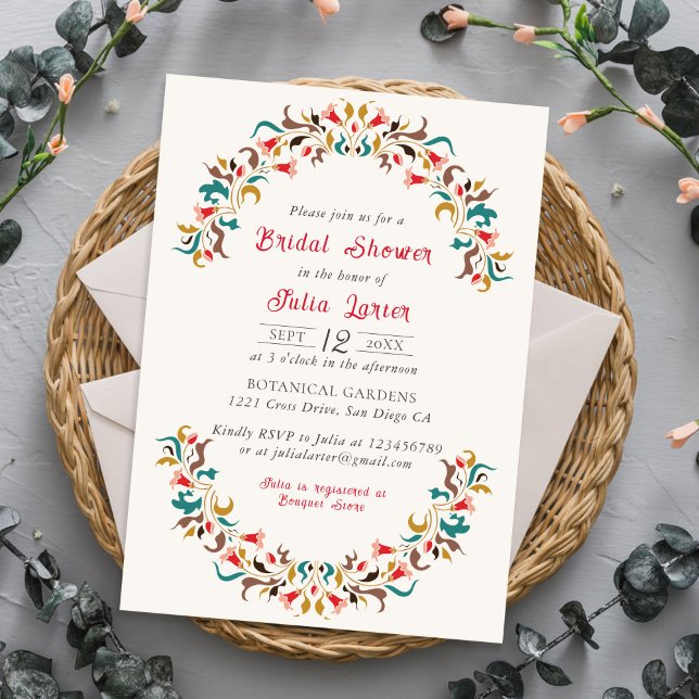 Modern Romantic Elegant FloralWreath Bridal Shower Invitation (Creator Uploaded)
