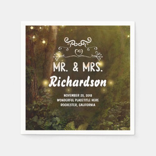 Modern  Romantic Enchanted Forest Wedding Napkins