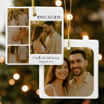 Modern Romantic Engagement Photo Keepsake Ceramic Ornament<br><div class="desc">Celebrate your love with this romantic engagement photo ceramic ornament — a timeless keepsake that captures the magic of your first Christmas engaged. Upload your favorite couple photo, add your names and year, and create a personalized decoration that beautifully complements any holiday style. The soft neutral tones and elegant typography...</div>