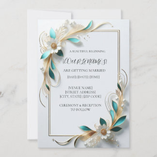 Modern Romantic Floral Luxury Wedding Invitation