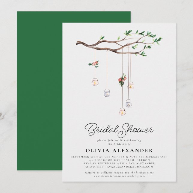Modern Romantic Flowers  Lights Bridal Shower  Invitation (Front/Back)