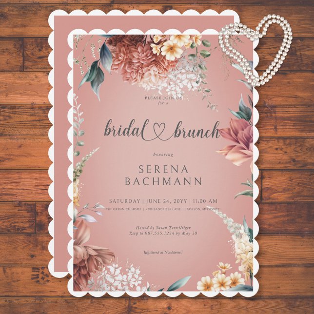 Modern Romantic Garden Floral Bridal Brunch Invitation (Modern Romantic Garden Floral Bridal Brunch Invitation)