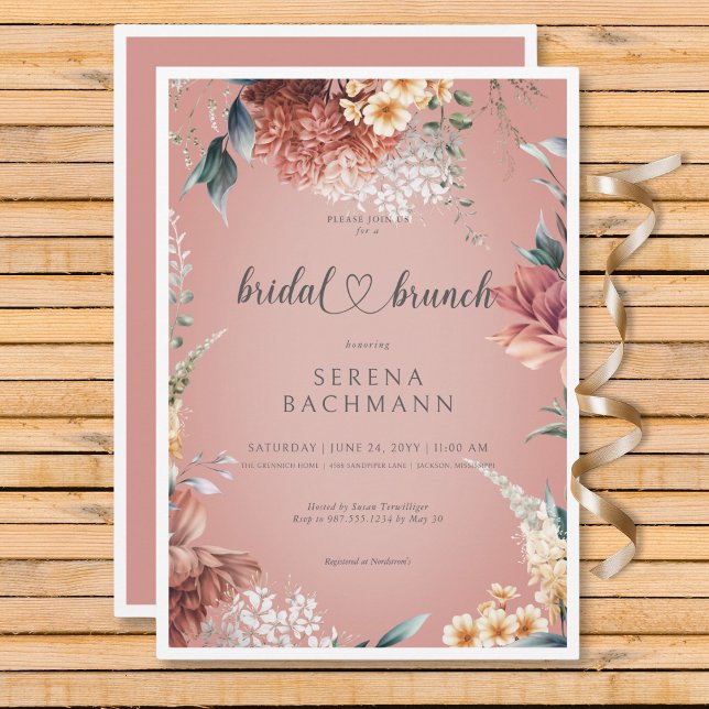 Modern Romantic Garden Floral Bridal Brunch Invitation (Modern Romantic Garden Floral Bridal Brunch Invitation)