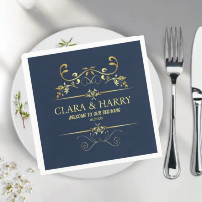 Modern romantic gold calligraphy wedding  napkins (Creator Uploaded)