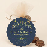 Modern romantic gold calligraphy wedding  paper coaster<br><div class="desc">These romantic gold calligraphy wedding paper napkins are perfect for a simple wedding reception. The modern classic design features fancy swirls and whimsical flourishes with gorgeous elegant hand lettered faux champagne gold foil typography. Personalize the napkins with the names of the bride and groom, and the wedding date. These napkins...</div>