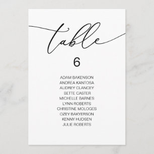 Modern Romantic Guests Seating Chart Table Card