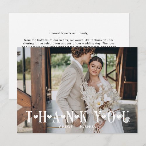 Modern Romantic Hearts Wedding Photo Thank You Card