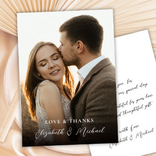 Modern Romantic Love and Thanks Photo Wedding  Thank You Card