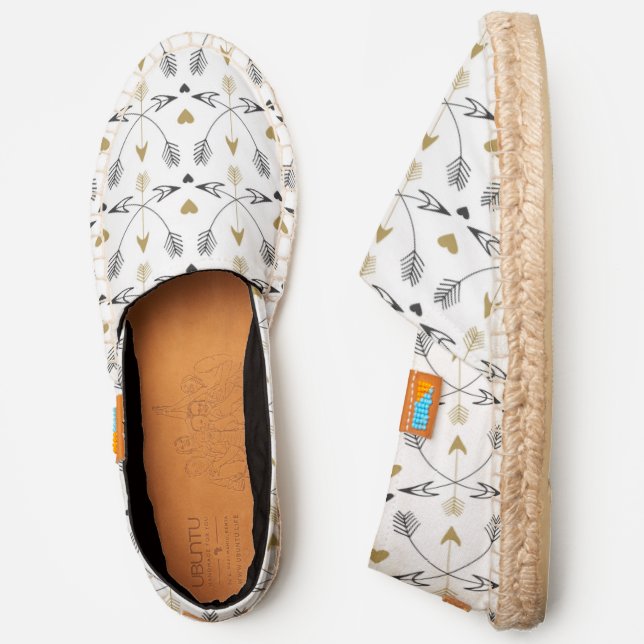 Modern Romantic Love Heart Arrow Pattern | Wedding Espadrilles (Side)