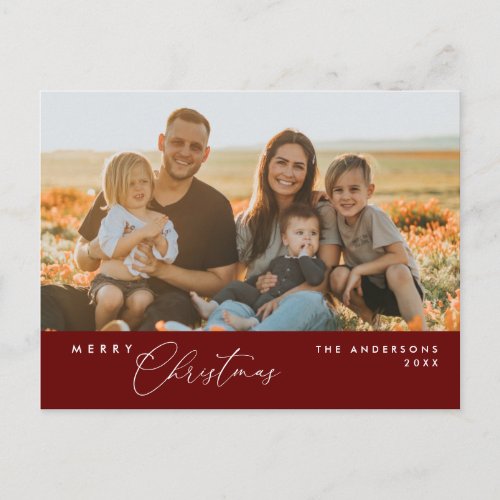 Modern Romantic Merry Christmas Family Postcard