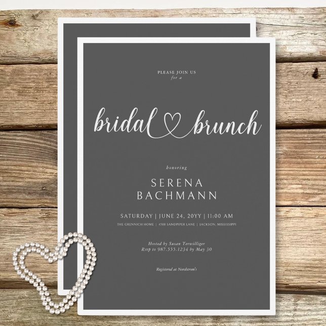 Modern Romantic Minimal Gray Bridal Brunch Invitation (Modern Romantic Minimal Gray Bridal Brunch Invitation)