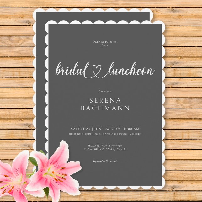 Modern Romantic Minimal Gray Bridal Luncheon Invitation (Modern Romantic Minimal Gray Bridal Luncheon Invitation)