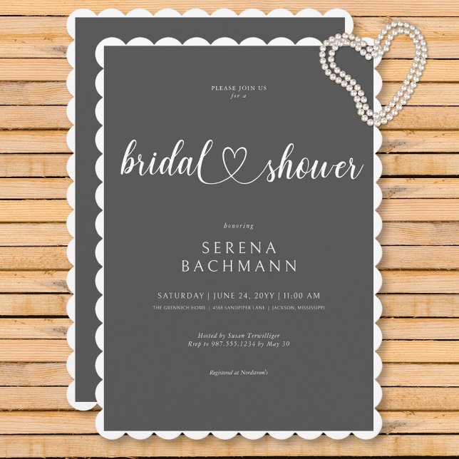 Modern Romantic Minimal Gray Bridal Shower Invitation (Modern Romantic Minimal Gray Bridal Shower Invitation)