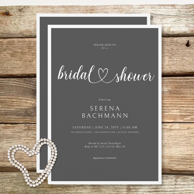 Modern Romantic Minimal Gray Bridal Shower Invitation (Modern Romantic Minimal Gray Bridal Shower Invitation)