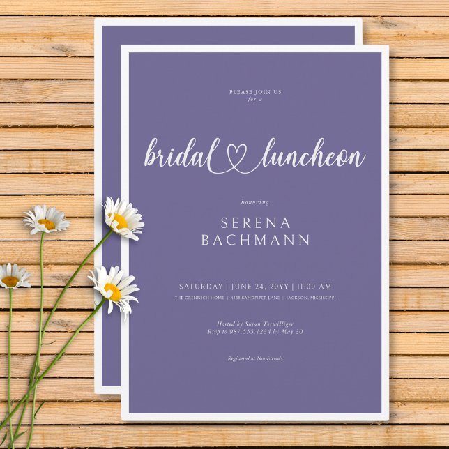 Modern Romantic Minimal Lavender Bridal Luncheon Invitation (Modern Romantic Minimal Lavender Bridal Luncheon Invitation)
