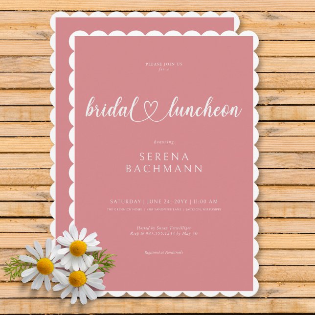 Modern Romantic Minimal Pink Bridal Luncheon Invitation (Modern Romantic Minimal Pink Bridal Luncheon Invitation)
